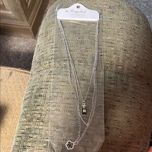 Crystal Collection Silver Layered Necklace